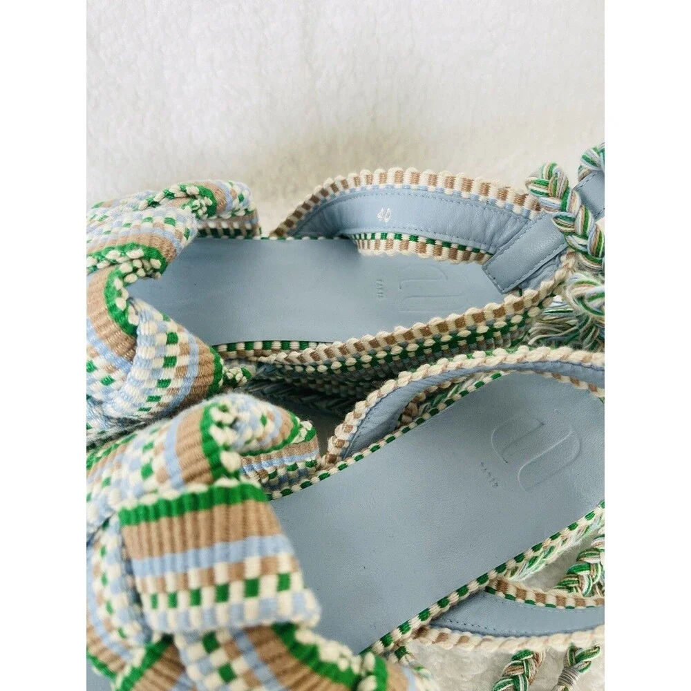 Anthropologie Amambaih Women Manuela Green Strappy Wedge Sandals Shoe EU 38 US 7